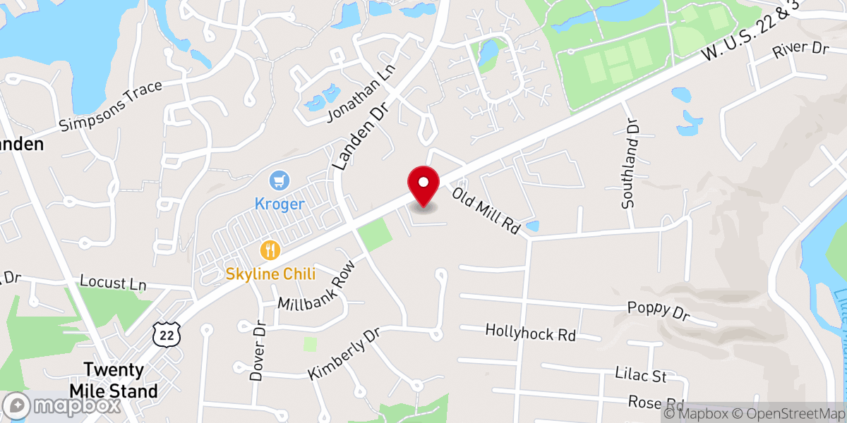 Map showing location of Deerfield United Methodist Church