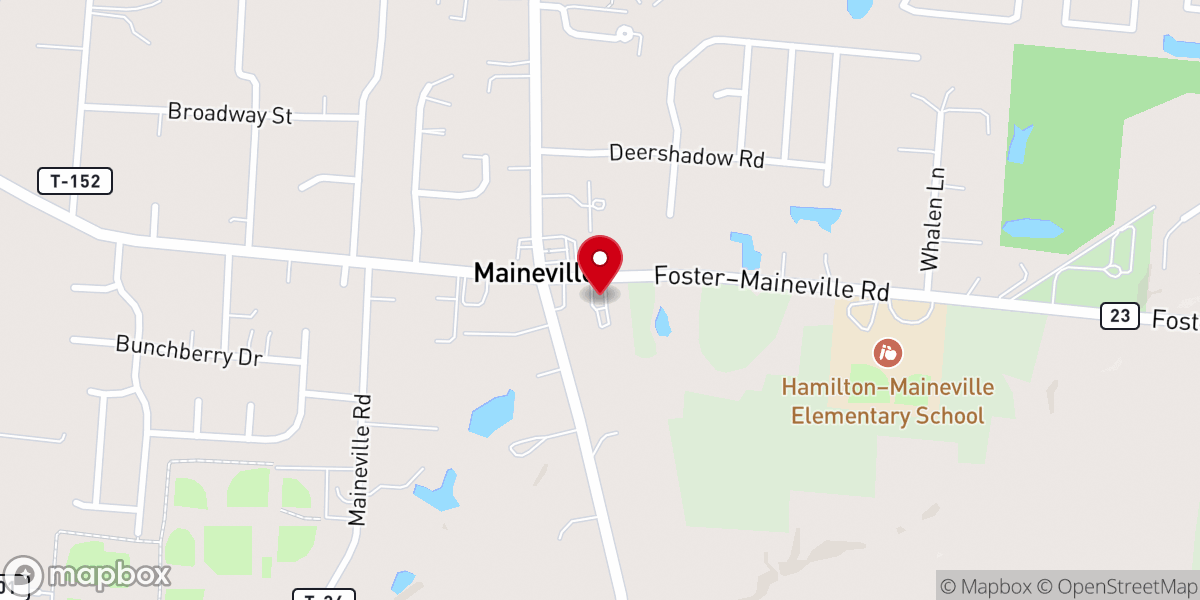 Map showing location of Maineville Baptist Church