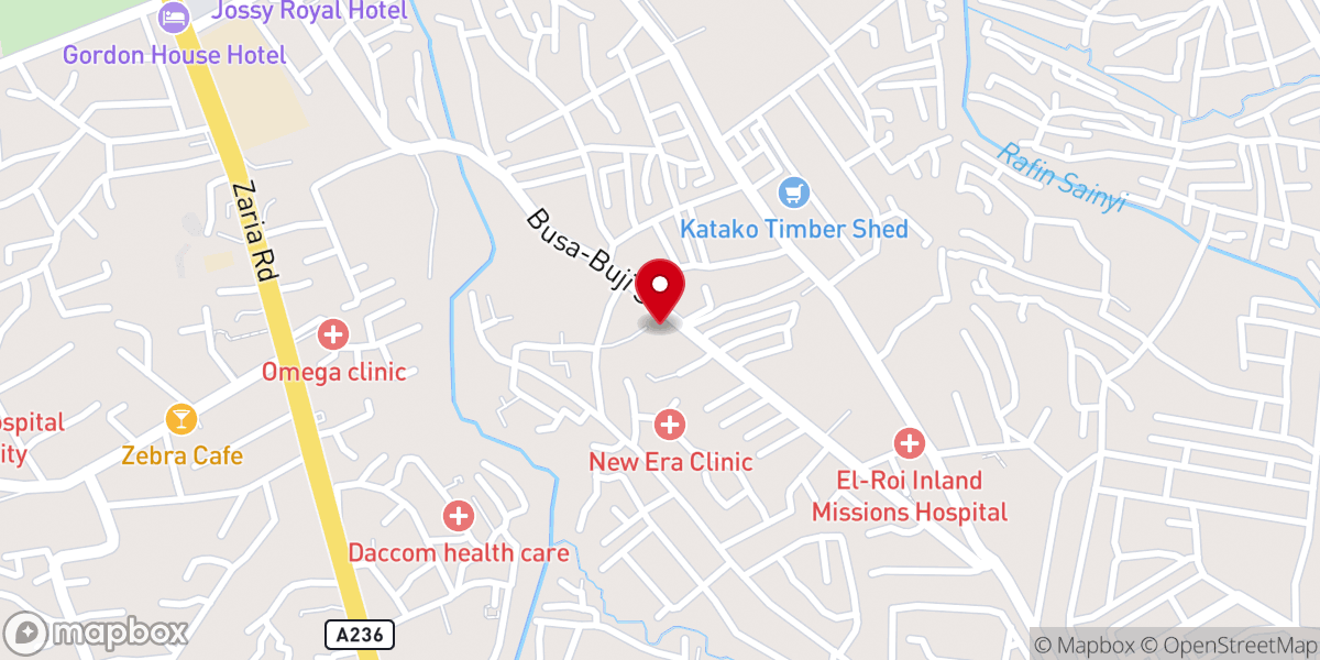 Map showing location of Living Faith Church, Busa Buji
