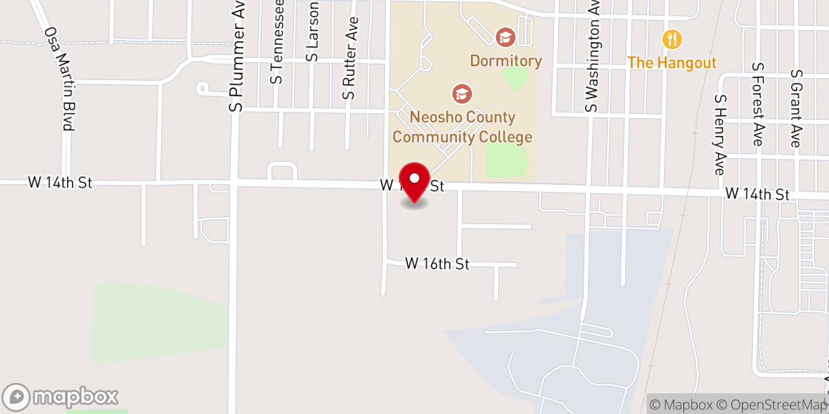 Map showing location of Otterbein Community Church of Chanute