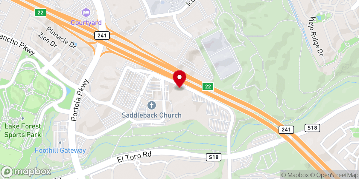 Map showing location of Saddleback Church Kids Building