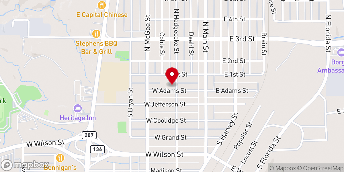 Map showing location of First Baptist Church
