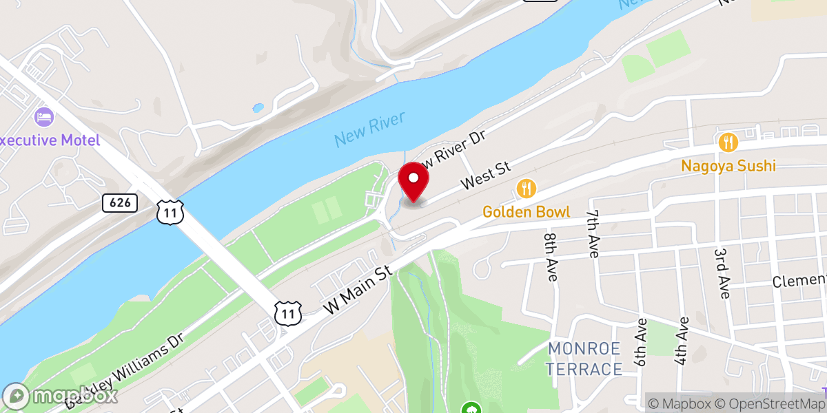 Map showing location of Radford Clothing Bank