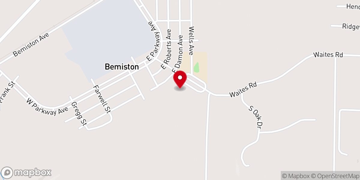 Map showing location of Bemiston Baptist Church