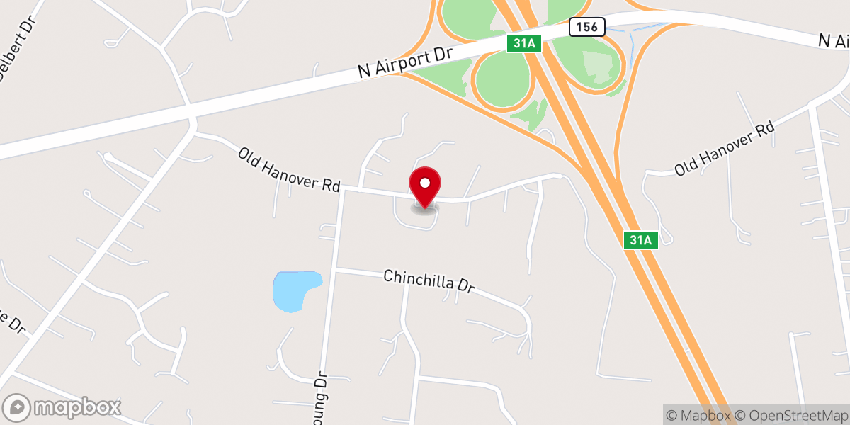 Map showing location of Oak Hall Baptist Church
