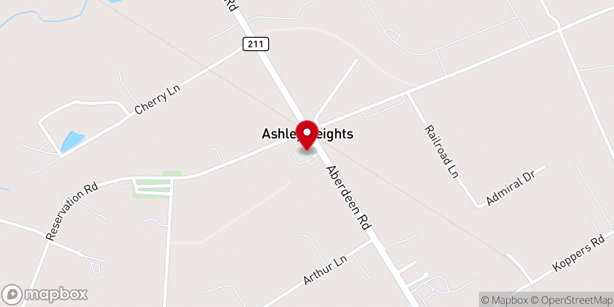Map showing location of Ashley Heights Baptist Church
