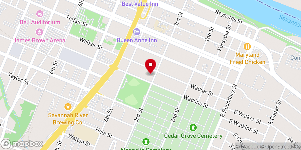 Map showing location of The Historic Thankful Baptist Church