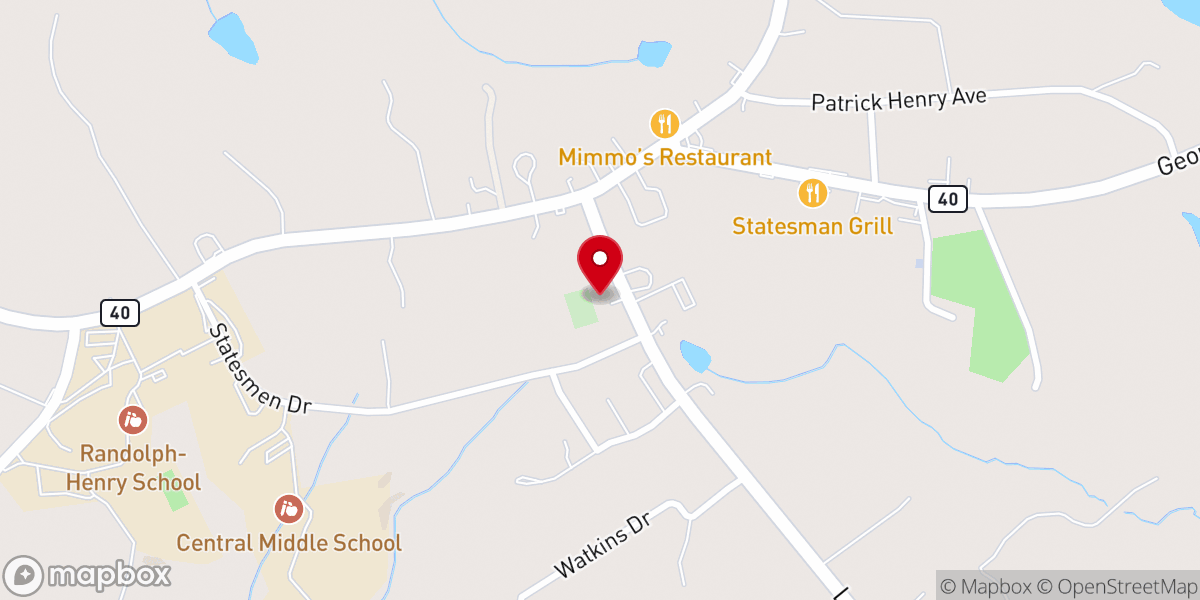 Map showing location of Village Church