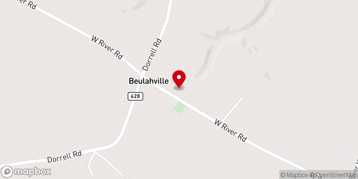 Map showing location of Beulah Baptist Church