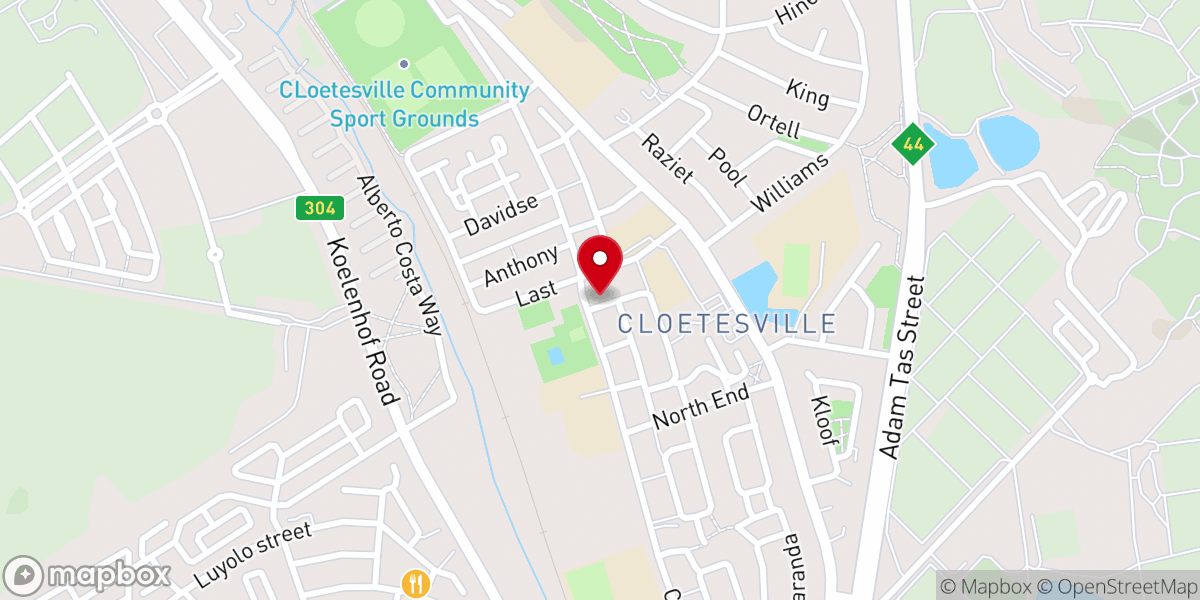 Map showing location of AFM / AGS Cloetesville