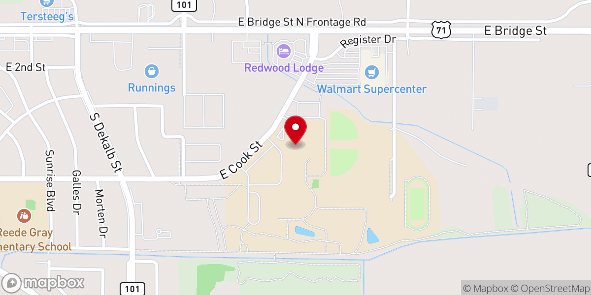 Map showing location of Redwood Area Community Center