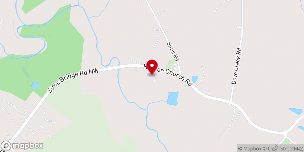 Map showing location of Hebron Christian Church