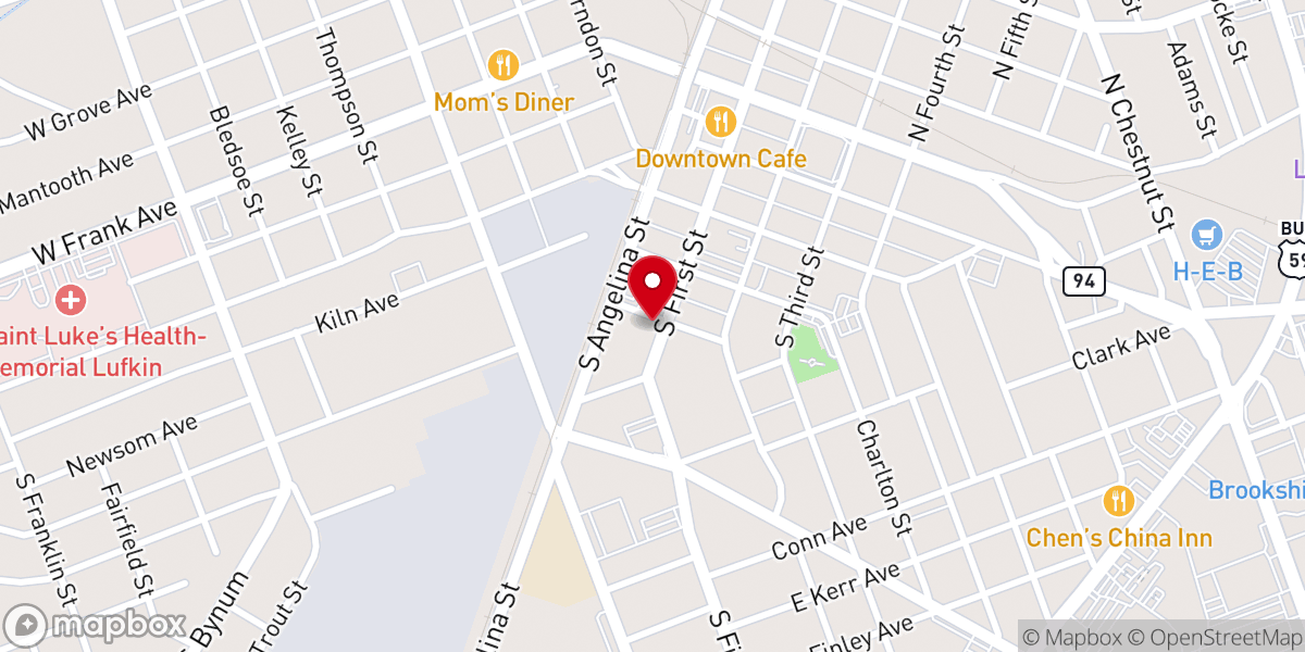 Map showing location of Lufkin Memorial Chapel