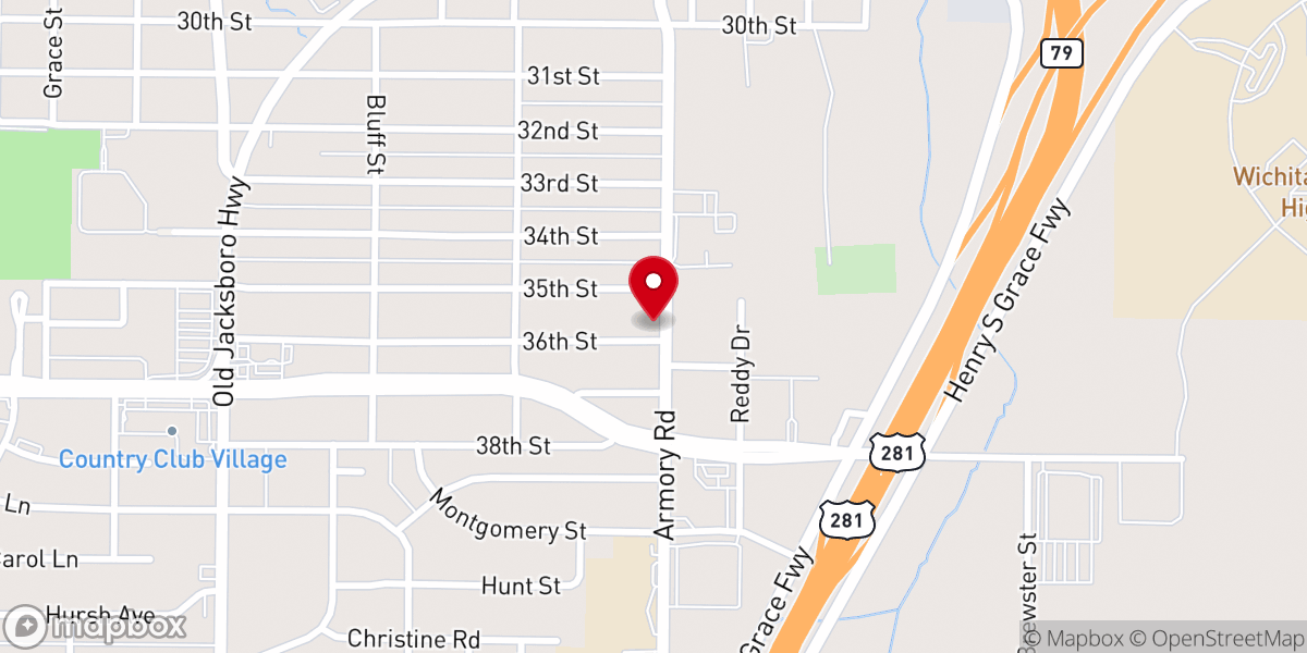 Map showing location of Faith Free Will Baptist Church