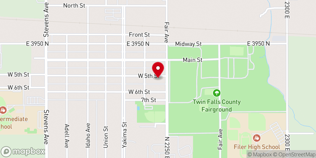 Map showing location of Filer Mennonite Church