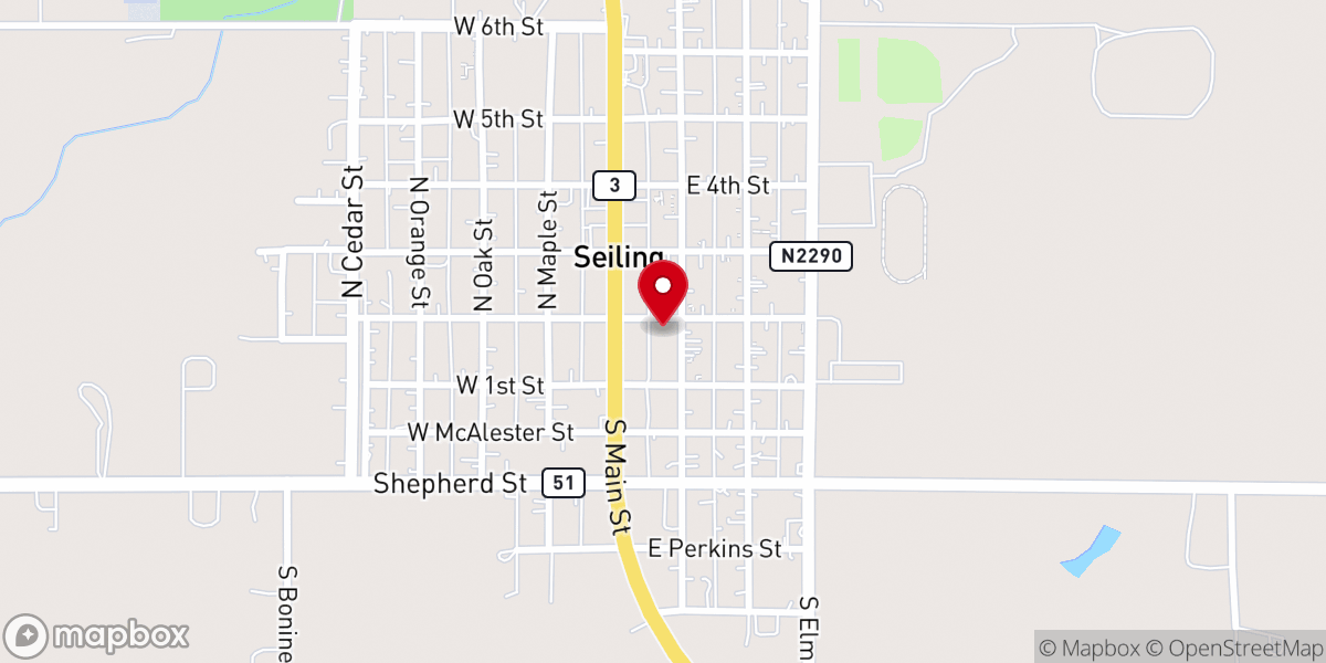 Map showing location of First Christian Church