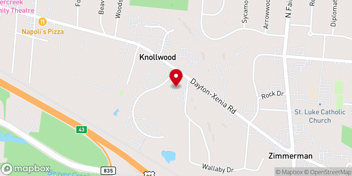 Map showing location of Beavercreek Baptist Church