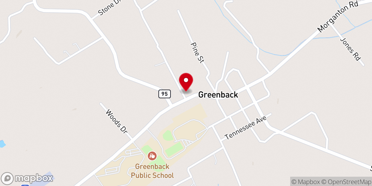 Map showing location of Greenback First Presbyterian Church