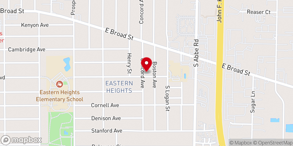 Map showing location of Elyria Foursquare Church