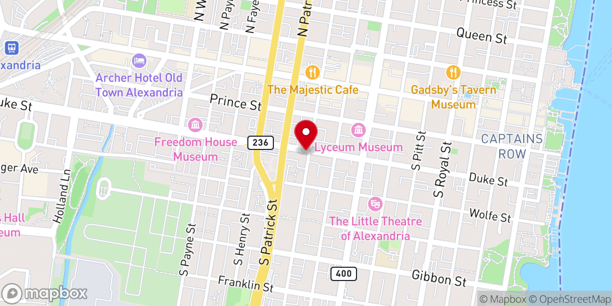 Map showing location of Alfred Street Baptist Church Historical Marker