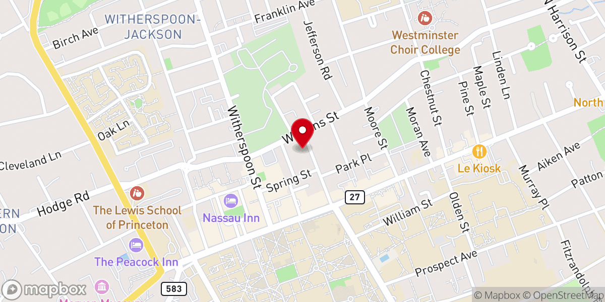 Map showing location of Star of David Memorial Chapel of Princeton