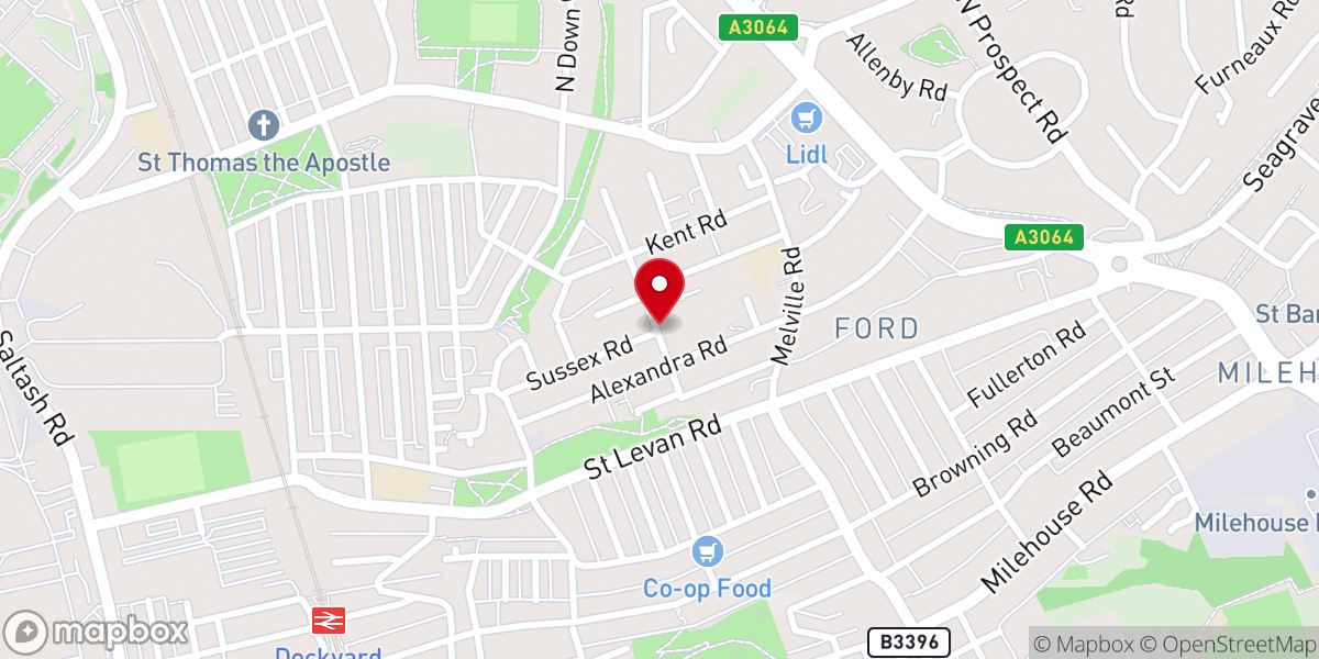 Map showing location of Ford Baptist Church