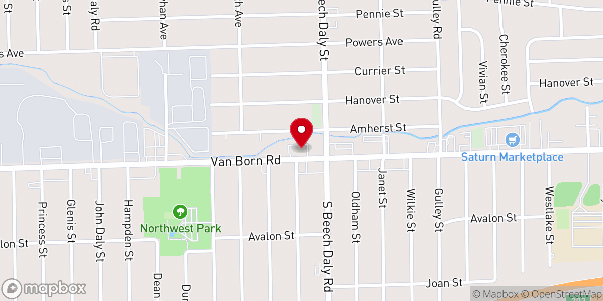 Map showing location of Van Born Baptist Church