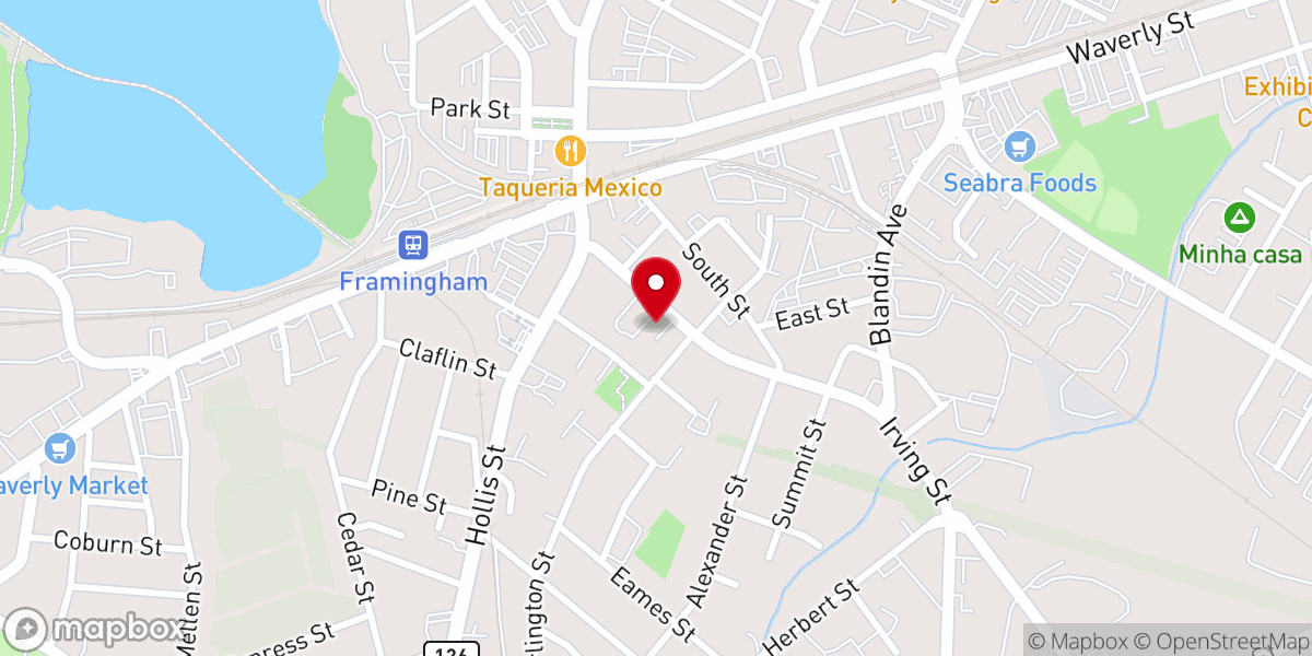 Map showing location of Framingham Haitian Seventh-Day Adventist Temple