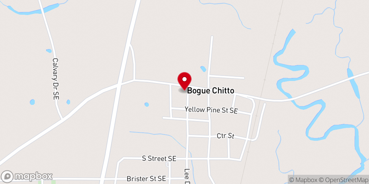 Map showing location of Bogue Chitto Baptist Church