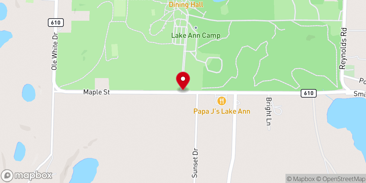 Map showing location of Lake Ann Camp and Retreat Center