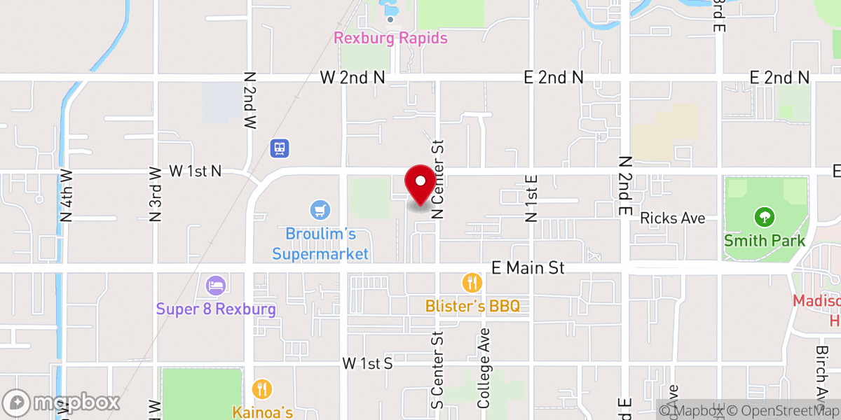 Map showing location of Rexburg Tabernacle Civic (Community) Center