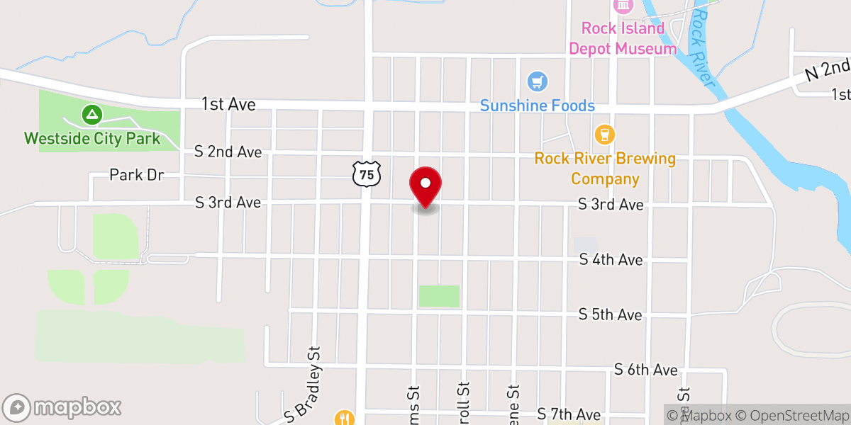 Map showing location of Congretational United Church