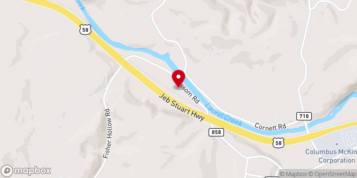 Map showing location of Laurel Community Church