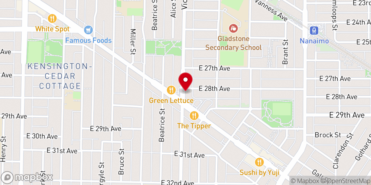 Map showing location of Greater Vancouver Baptist Church