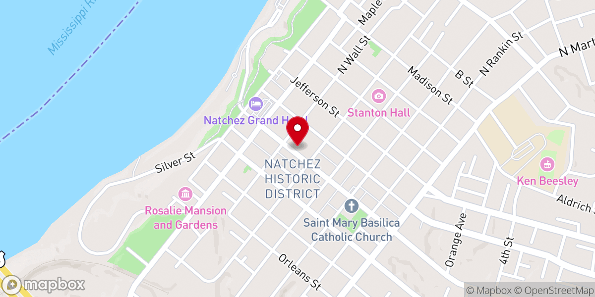 Map showing location of Biscuits & Blues, Natchez MS