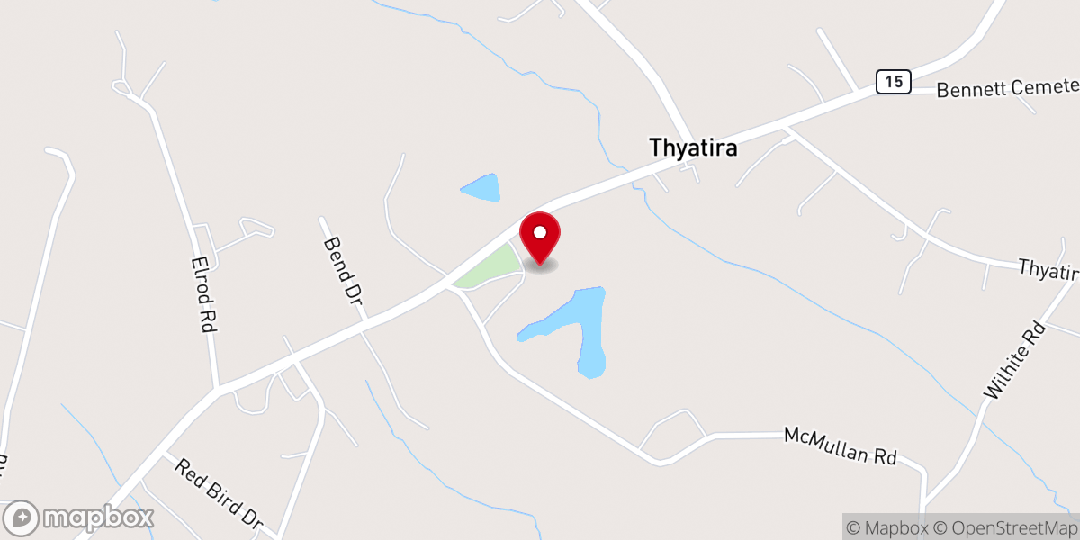 Map showing location of Thyatira Presbyterian Church