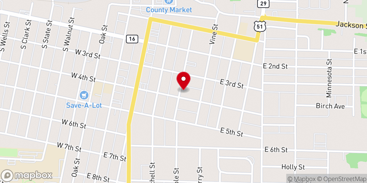 Map showing location of First Baptist Church Parsonage