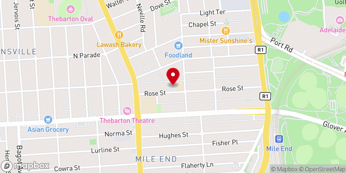 Map showing location of St. George Greek Orthodox Church Thebarton