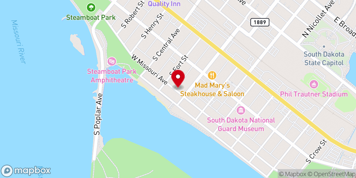 Map showing location of Pierre Area Referral Service