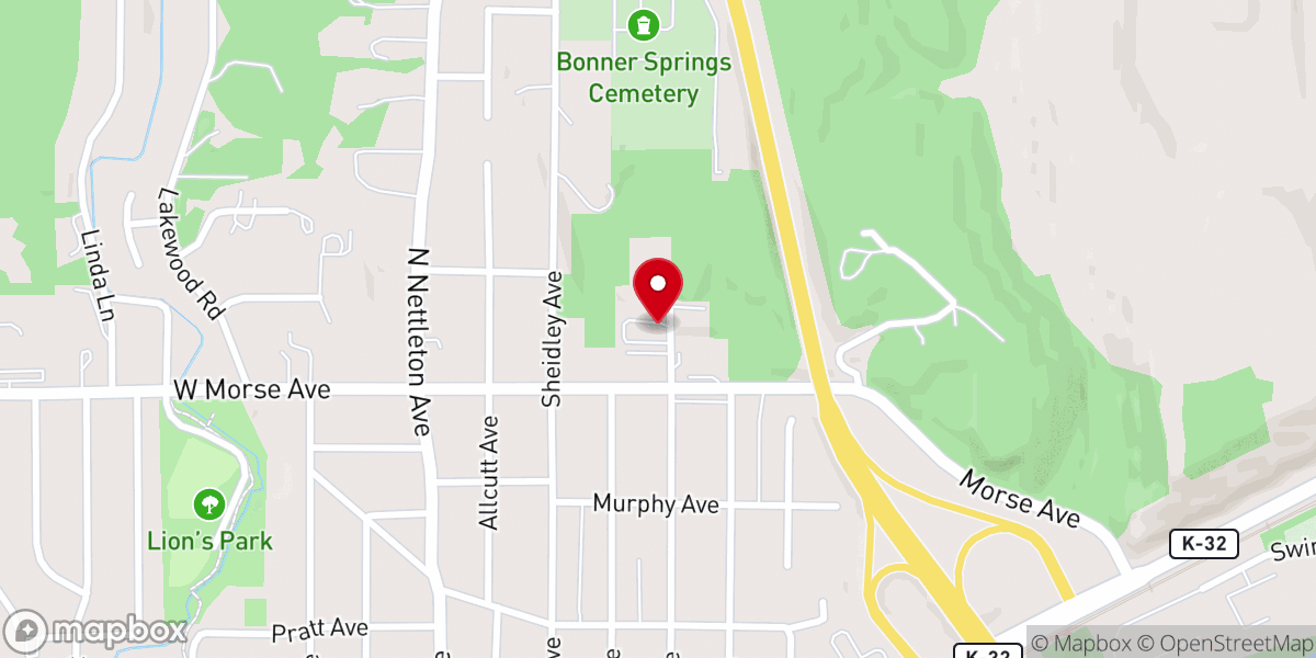Map showing location of Prairie Meadows Church