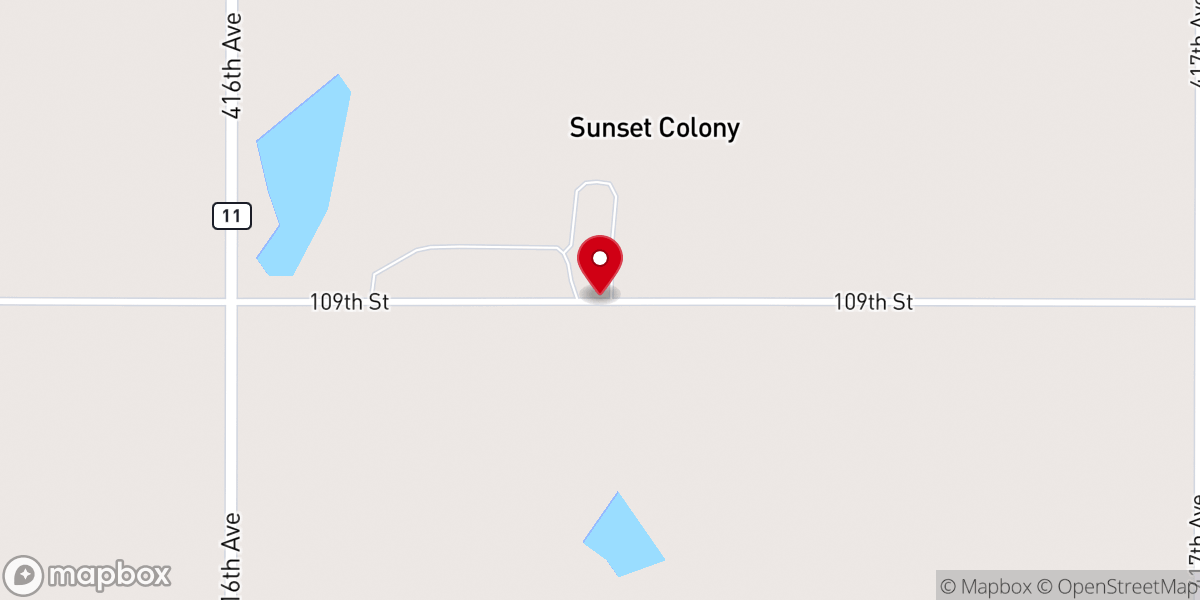 Map showing location of Sunset Colony