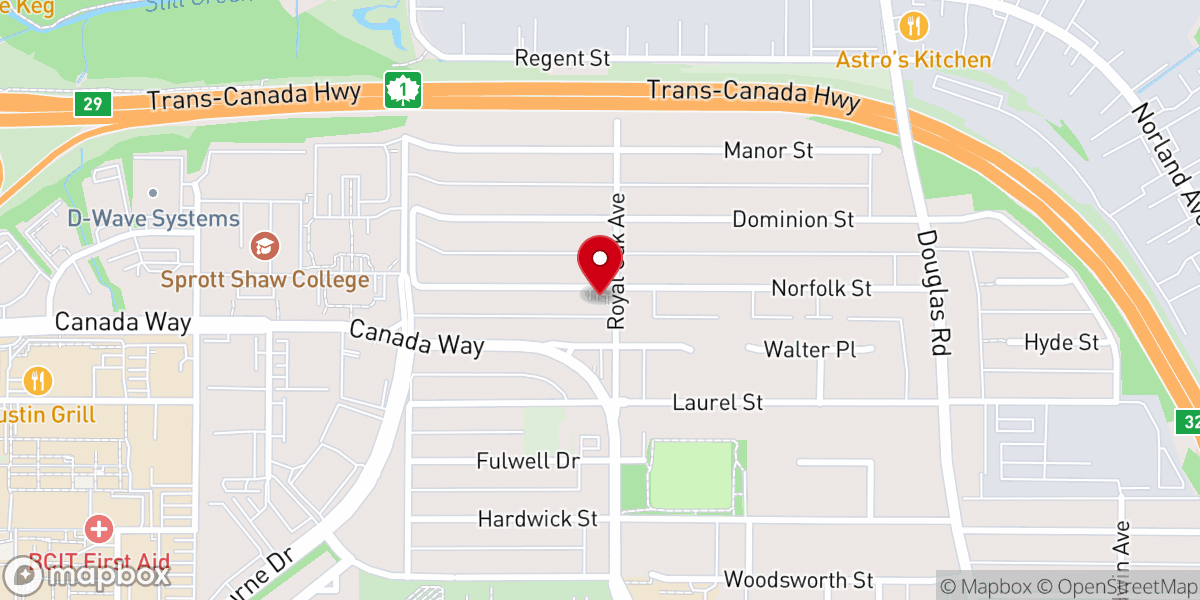 Map showing location of The Church in Burnaby