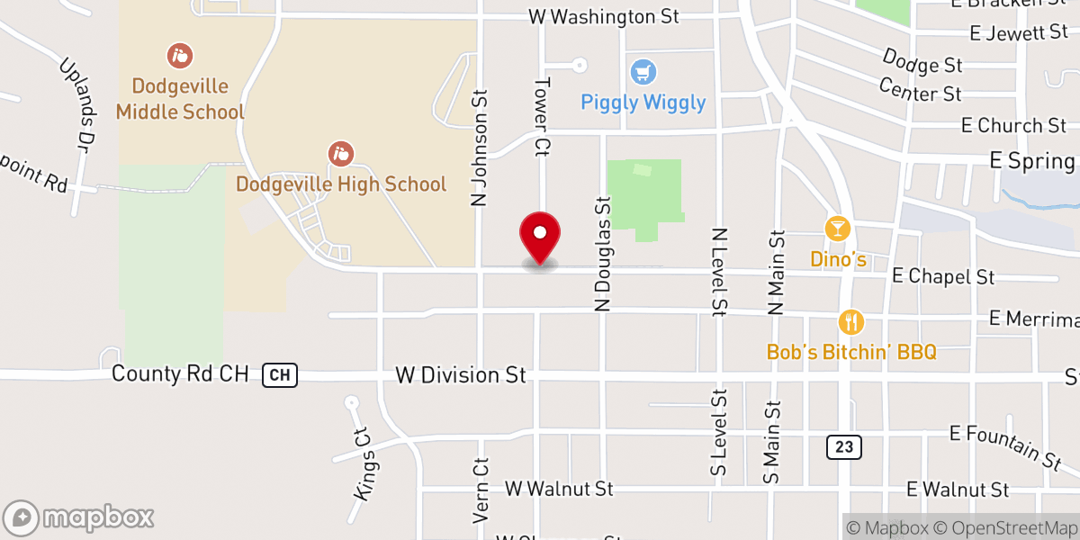 Map showing location of W Chapel St