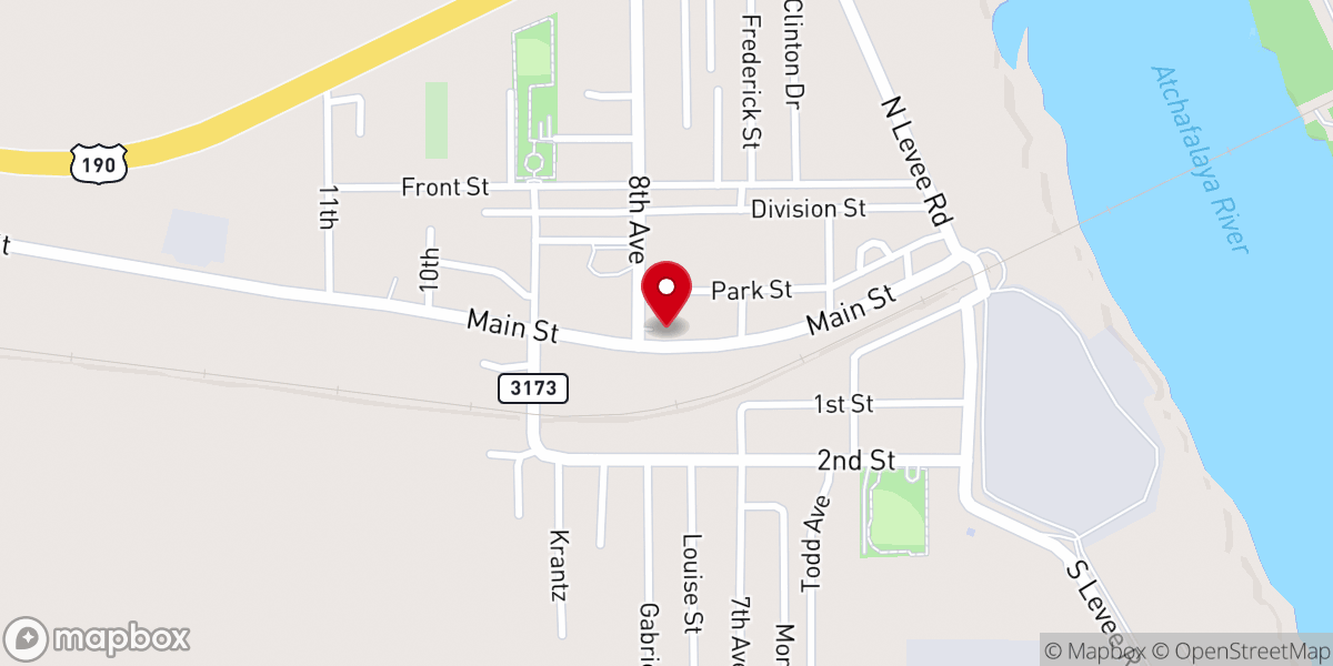 Map showing location of Krotz Springs United Pentecostal Church