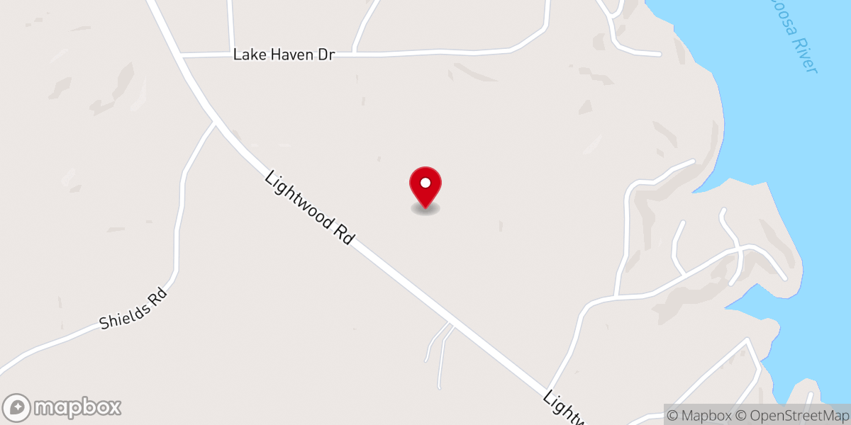Map showing location of Lake Hill Church