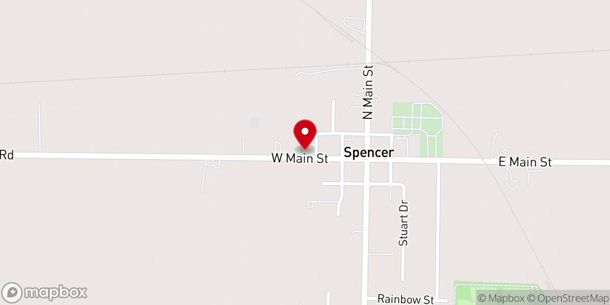 Map showing location of First Baptist Church-Spencer
