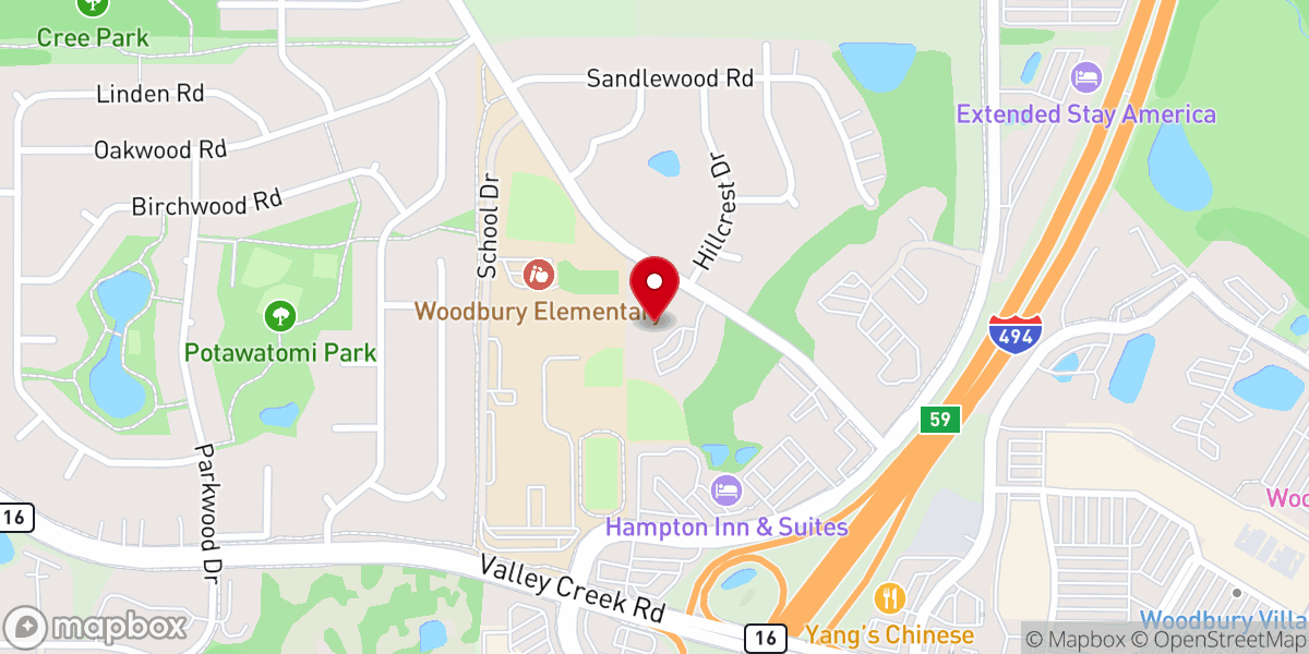Map showing location of Woodbury Baptist Church