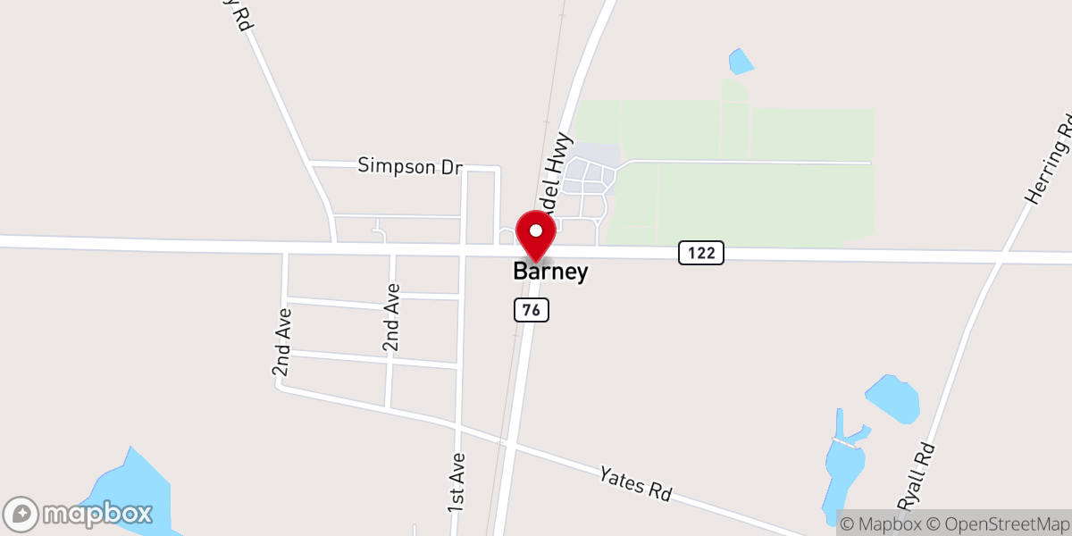 Map showing location of Barney