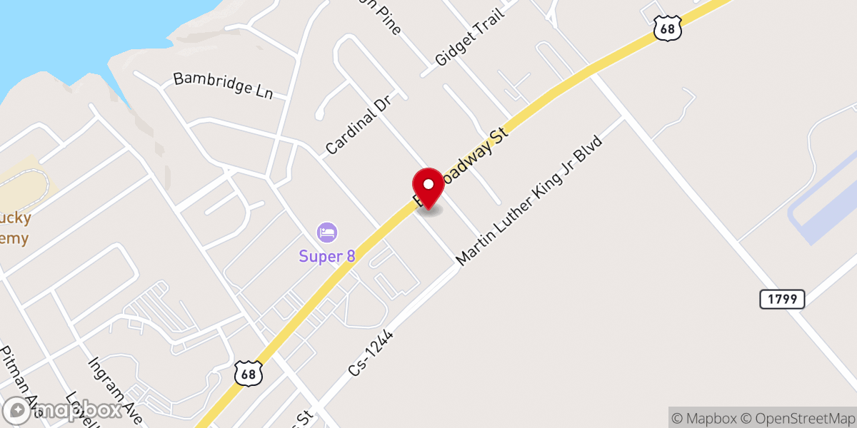 Map showing location of Broadway Church of Christ