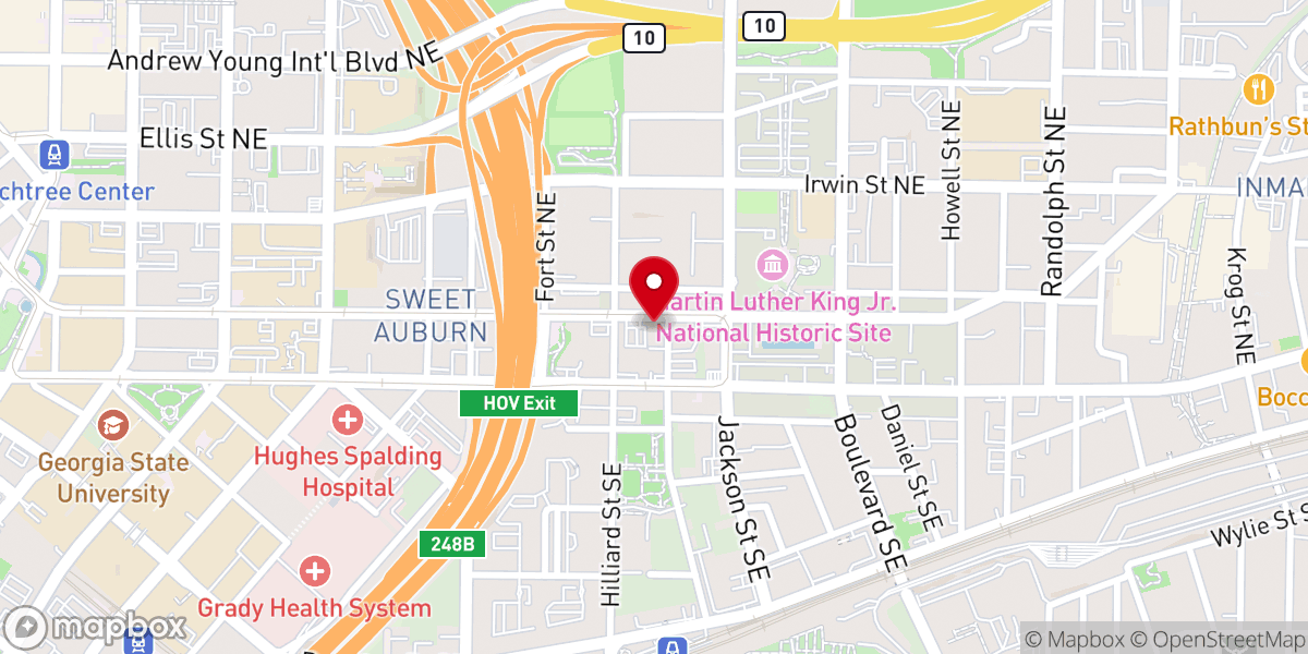Map showing location of Wheat Street Baptist Church